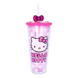 Hello Kitty Pink Polka Dot Tumbler with Straw